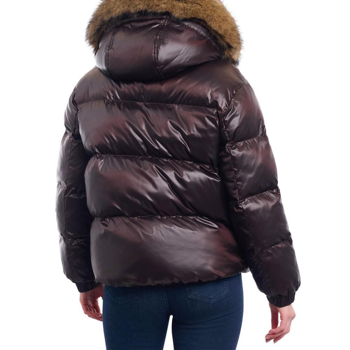 Women's Faux-Fur-Trim Hooded Bomber Puffer Coat