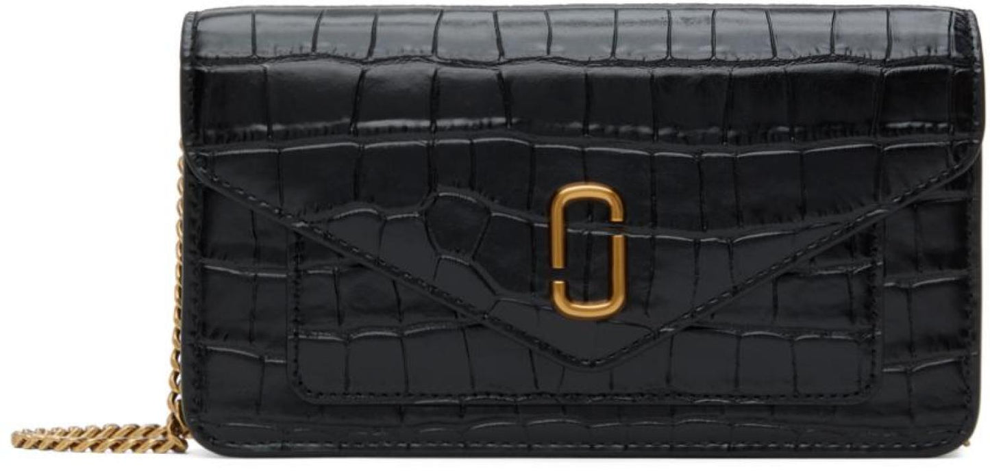 Black 'The Envelope Croc Chain' Bag