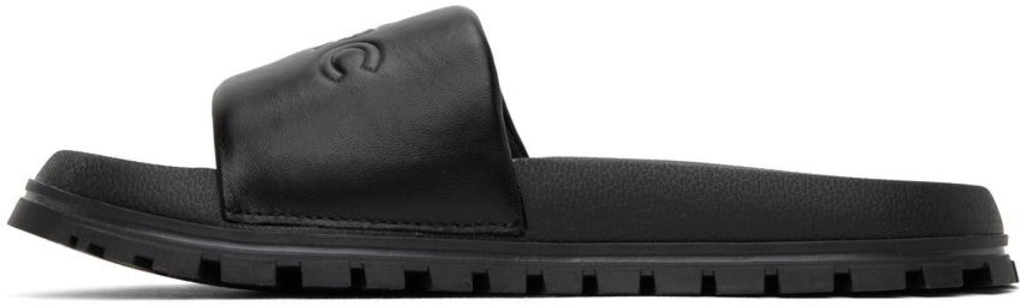 Black 'The Leather Slide' Sandals