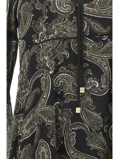 Michael Michael Kors Paisley Printed Long-Sleeved Dress