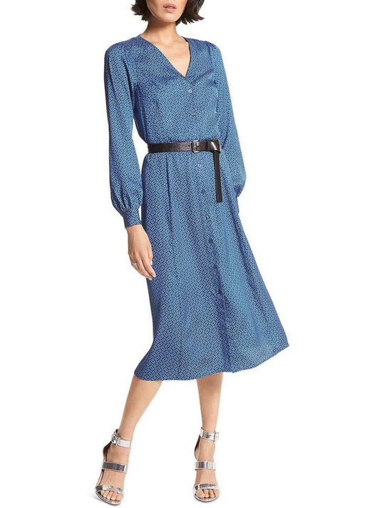 Womens Print Midi Shirtdress