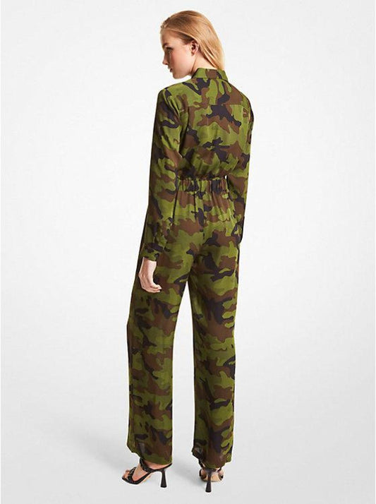 Camouflage Silk Georgette Jumpsuit