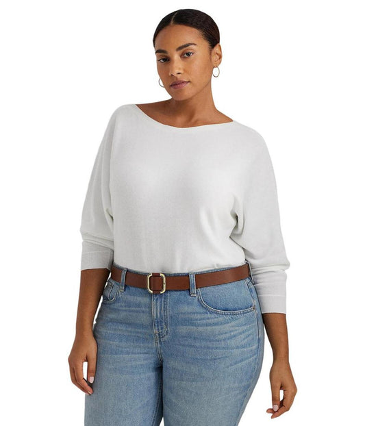 Plus-Size Cotton-Blend Dolman-Sleeve Sweater