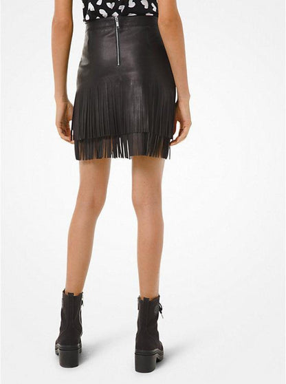 Fringed Leather Skirt