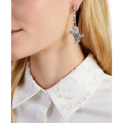 Silver-Tone Pavé & Color Cubic Zirconia Dog Linear Drop Earrings