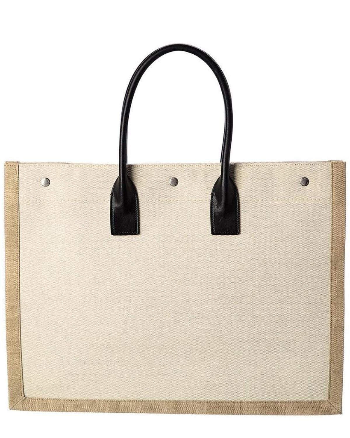 Saint Laurent Noe Rive Gauche Canvas & Leather Tote