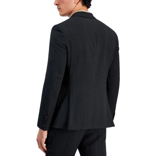 Men's Modern-Fit Charcoal Herringbone Suit Jacket