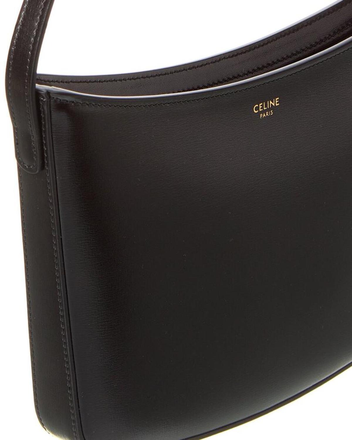 CELINE Croque Medium Leather Hobo Bag