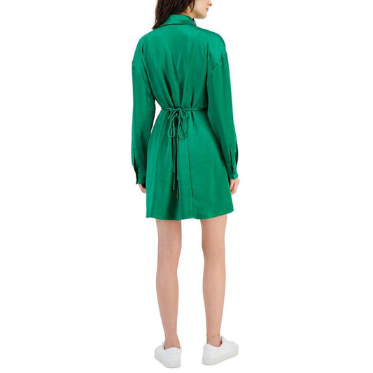 Women's Long Sleeve Silky Button-Down Dress