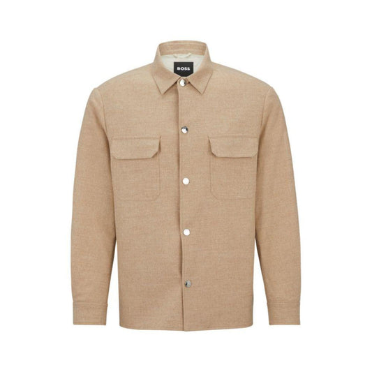 Relaxed-fit overshirt in stretch fabric with press studs