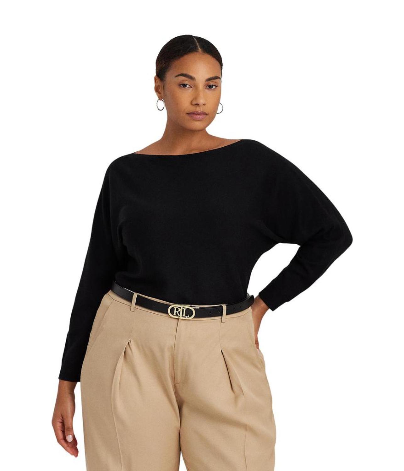 Plus-Size Cotton-Blend Dolman-Sleeve Sweater