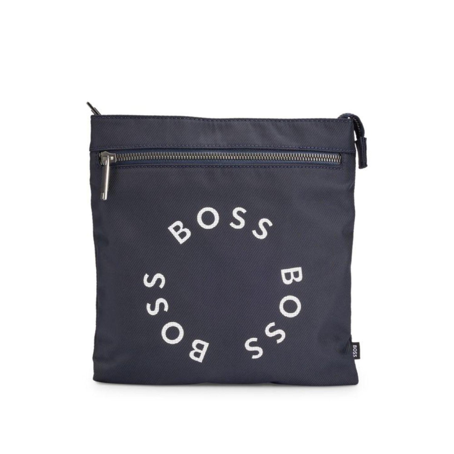 Recycled-nylon envelope bag with circular logos