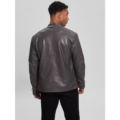 Men's Faux-Leather Biker Jacket