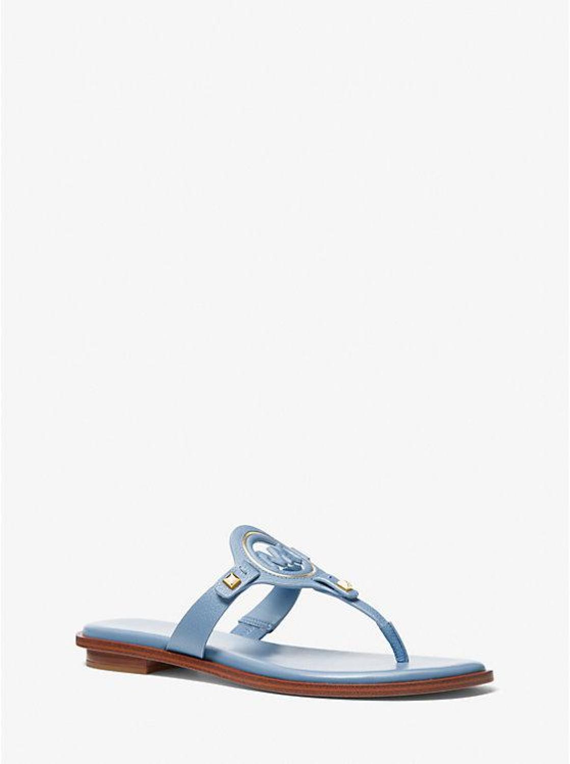 Aubrey Cutout Leather T-Strap Sandal