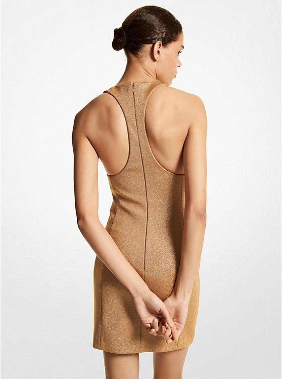 Metallic Double-Knit Jersey Racerback Dress