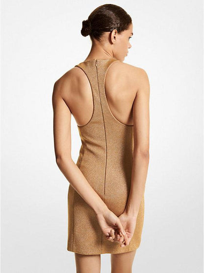 Metallic Double-Knit Jersey Racerback Dress