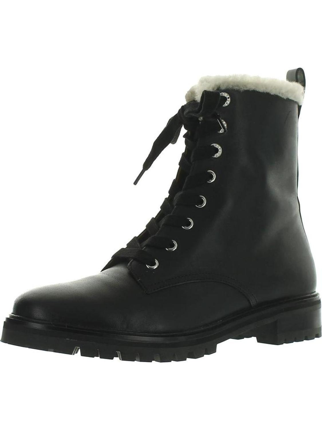 Jemma Womens Leather Ankle Combat & Lace-up Boots