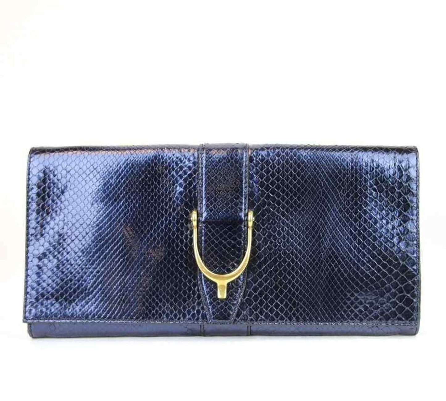 Gucci Women's Soft Stirrup Python Clutch Evening Bag Large