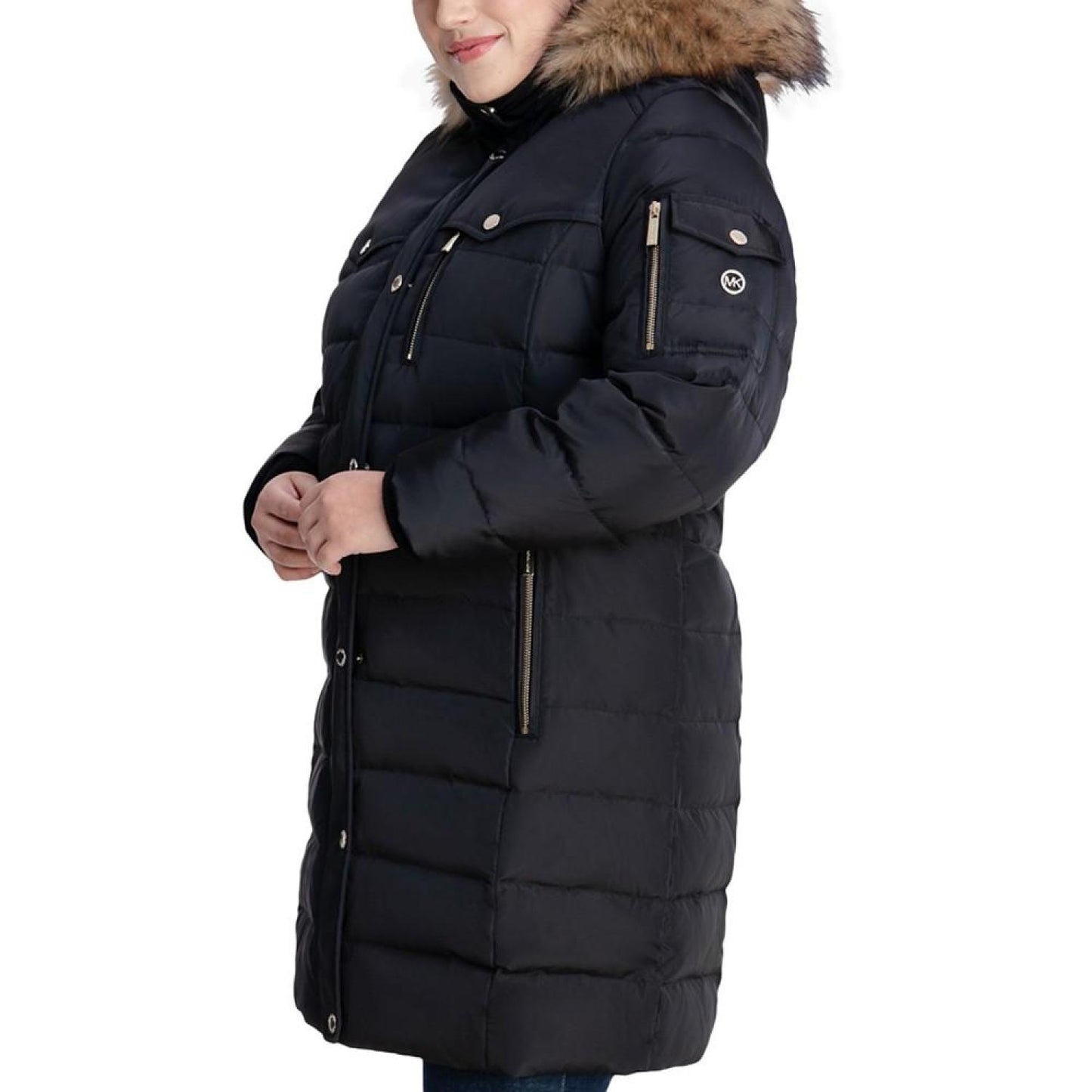 Women's Plus Size Faux-Fur-Trim Hooded Puffer Coat, Created for Macy's