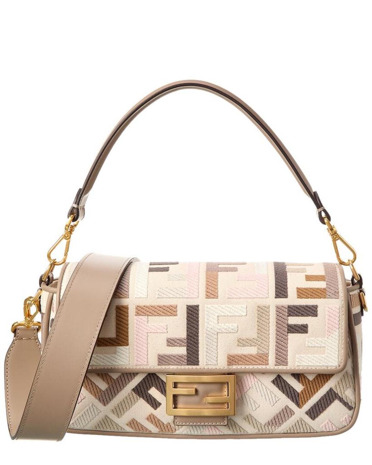 FENDI Baguette Canvas Shoulder Bag