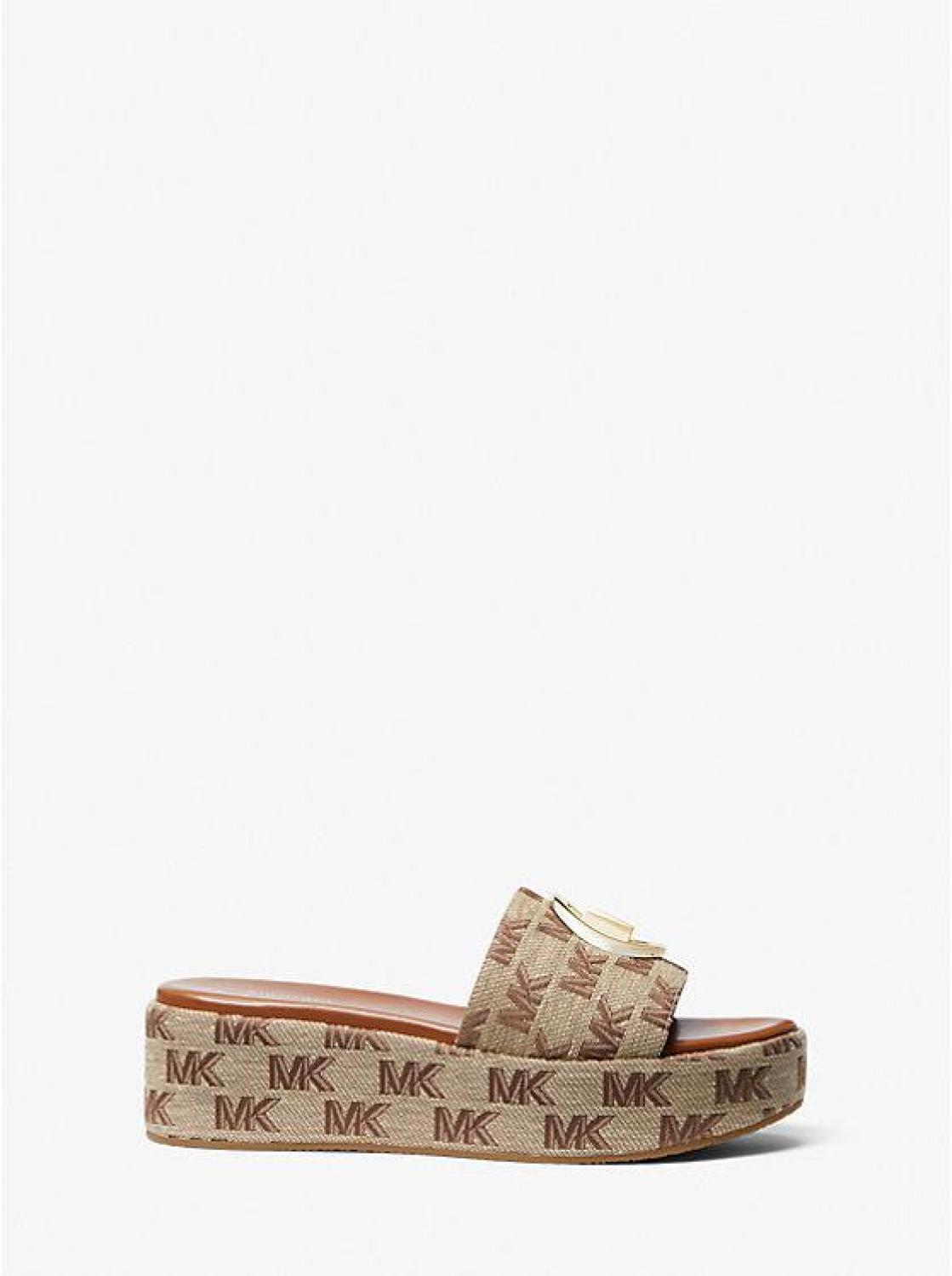 Sadler Logo Jacquard Wedge Sandal