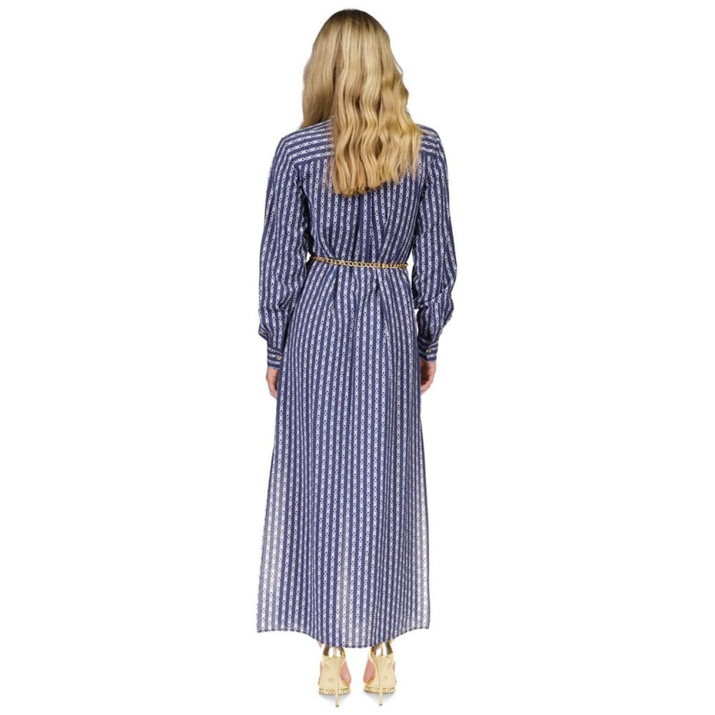 Women's Printed Belted Maxi Shirtdress