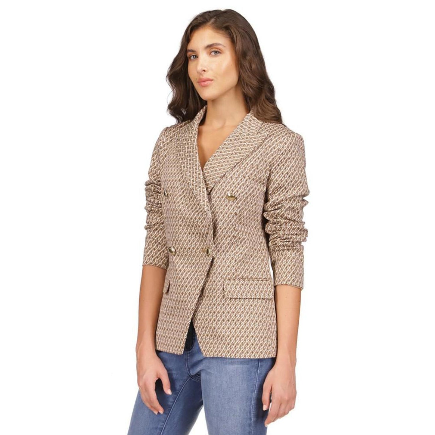 Women's Geo-Print Peak-Lapel Blazer