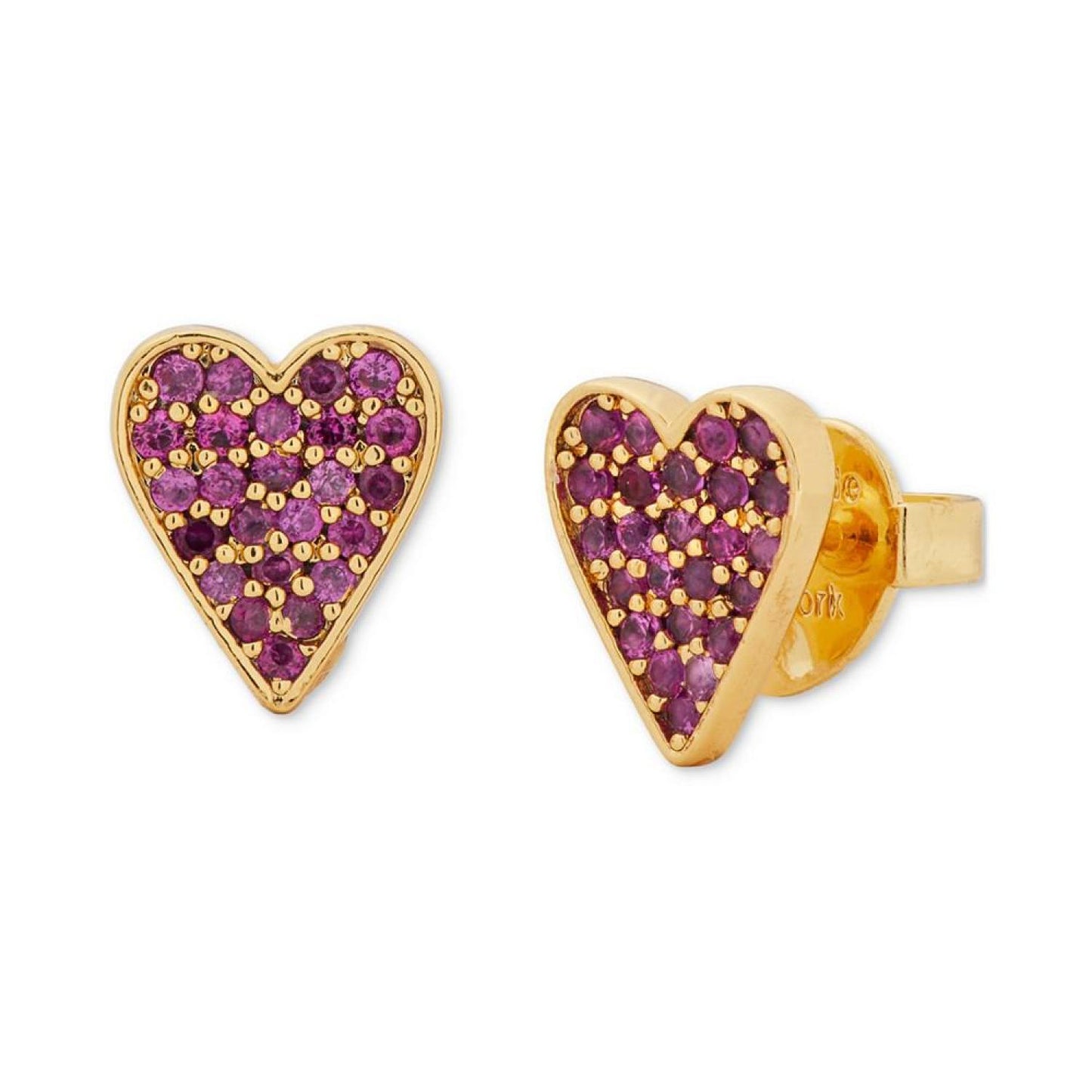 Gold-Tone Color Pavé Heart Stud Earrings