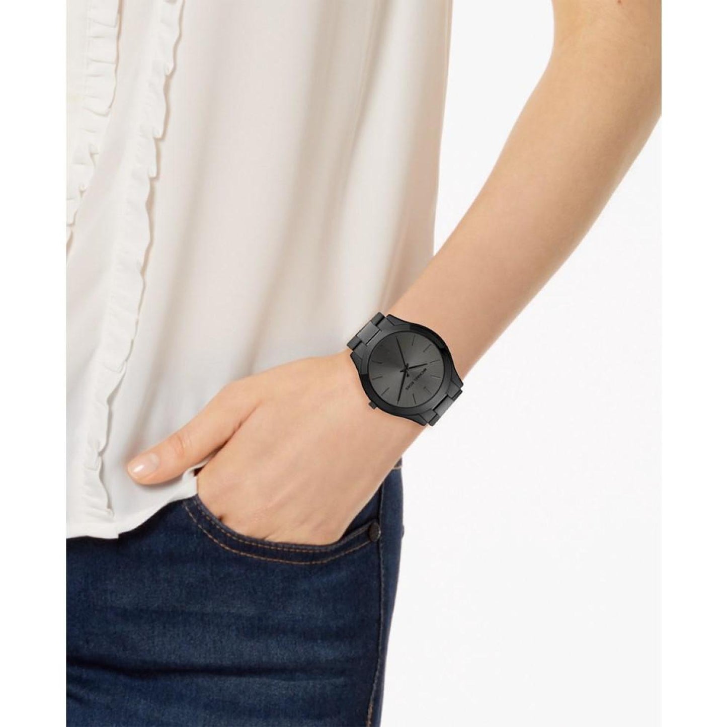 Unisex Slim Runway Ion-Plated Stainless Steel Bracelet Watch