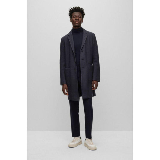 Slim-fit coat in a micro-patterned wool blend