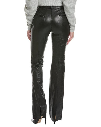 Michael Kors Collection Yasmeen Back Split Leather Bootleg Trouser