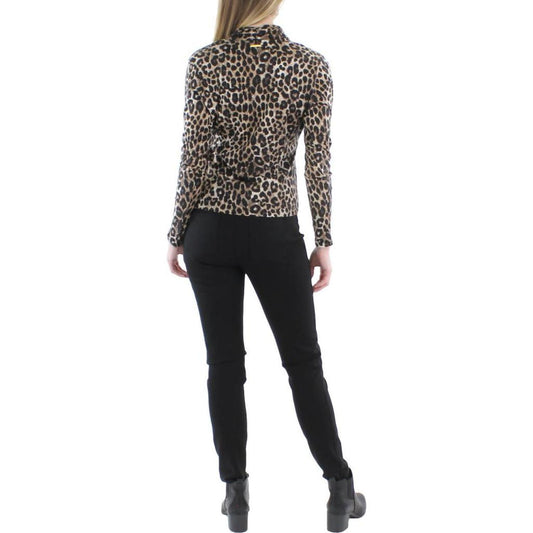 Womens Animal Print V-Neck Blouse