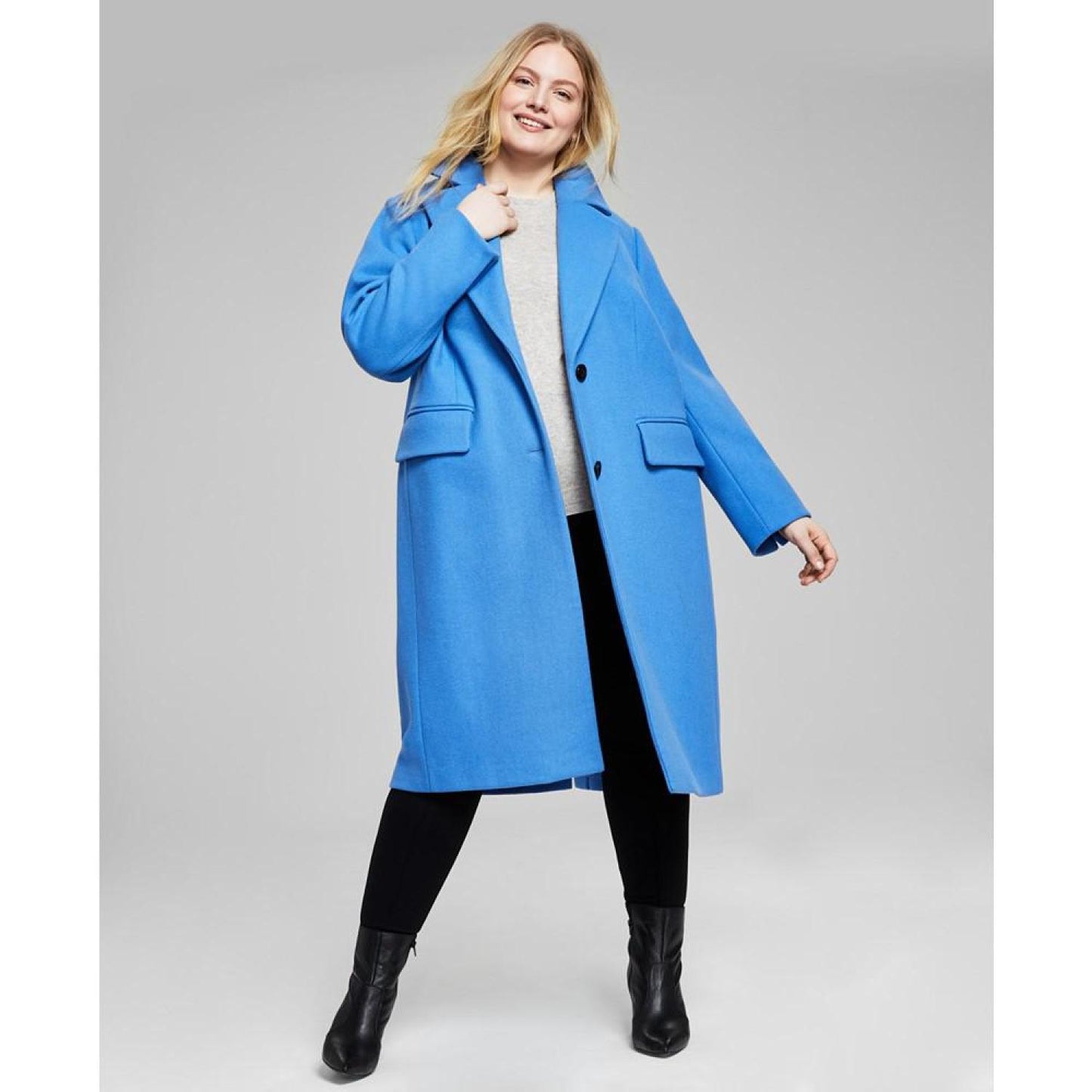 Women's Plus Size Single-Breasted Coat, Created for Macy's