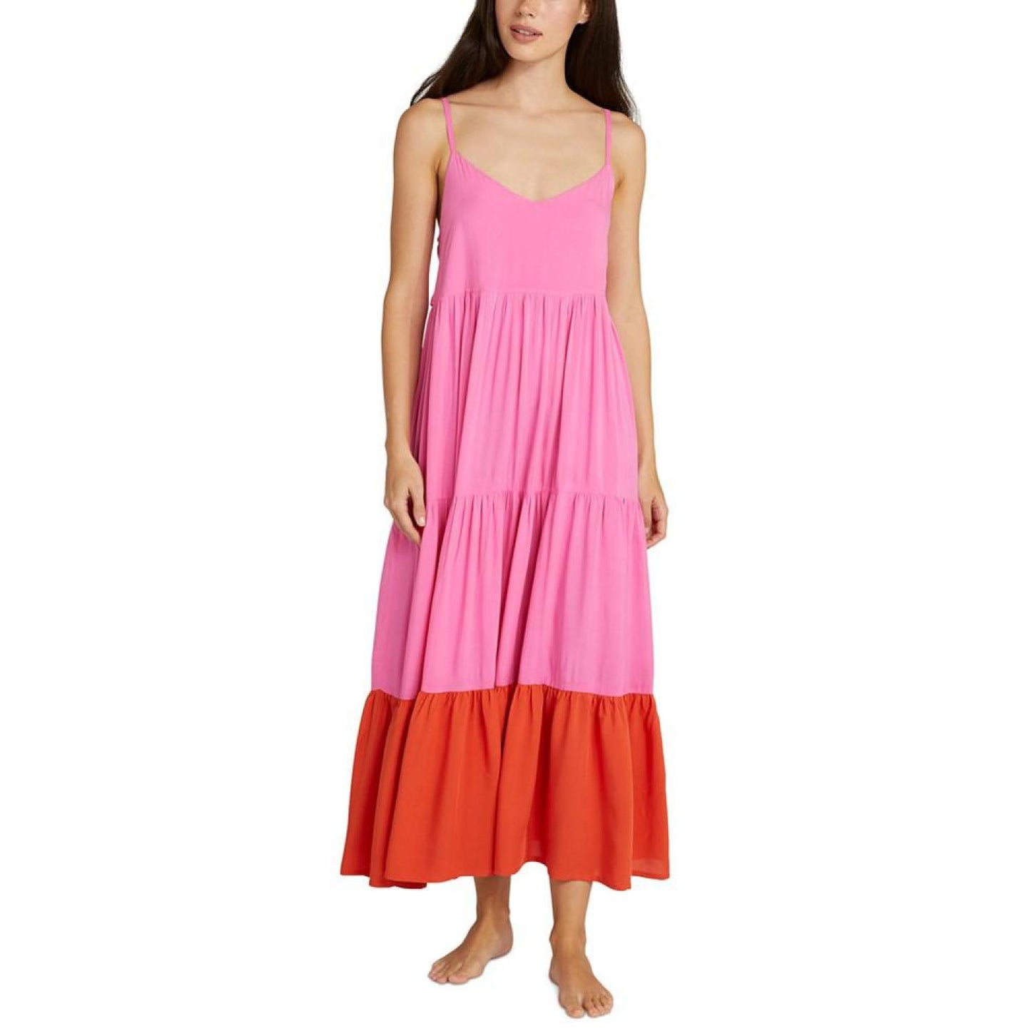 Women's Colorblocked Tiered Cover-Up Dress