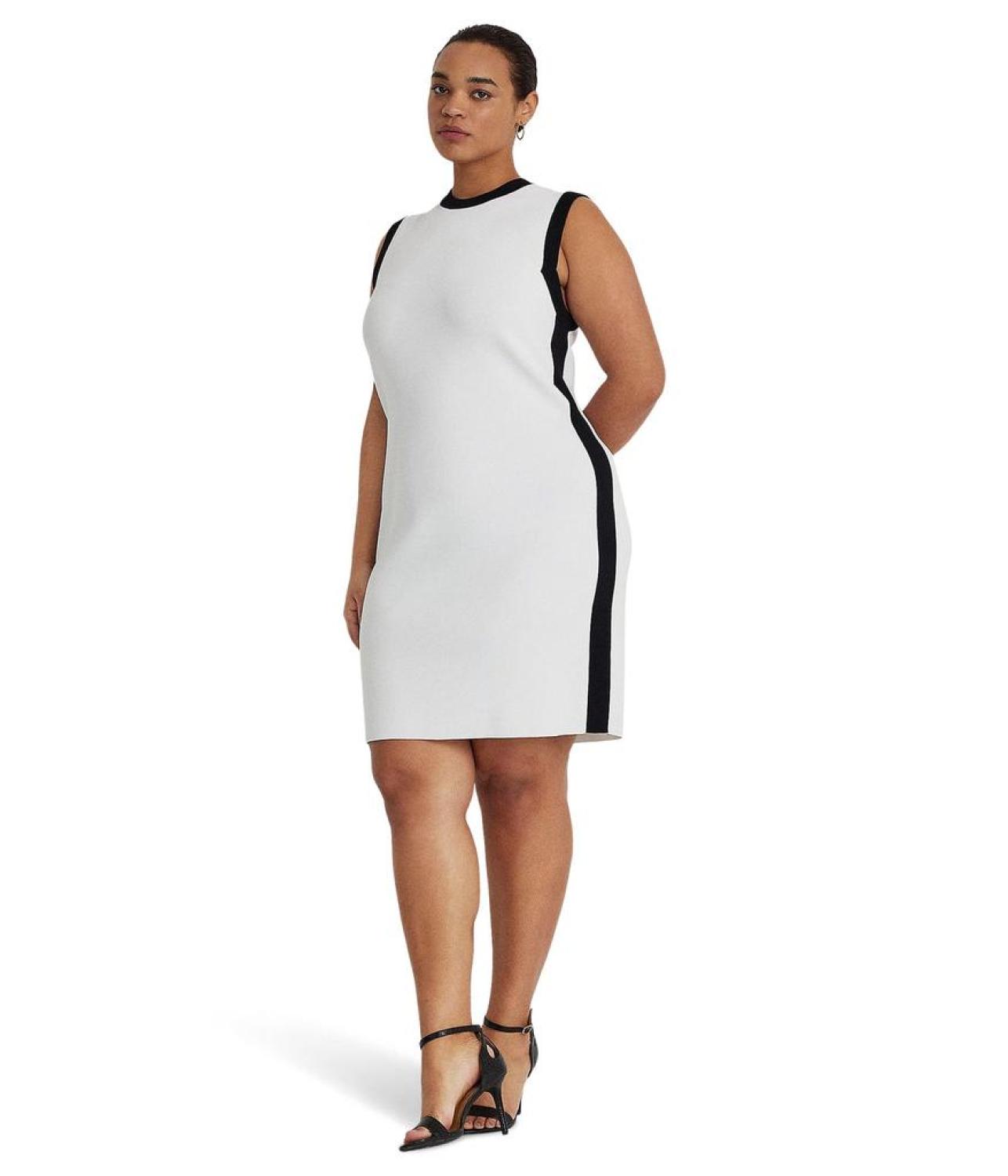 Plus Size Two-Tone Sleeveless Sweaterdress