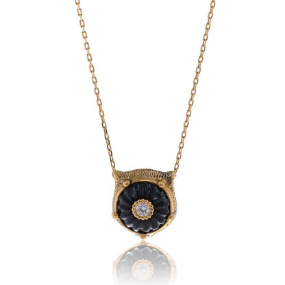 Gucci Le Marche Des Merveilles 18K Yellow Gold, Diamond and Black Onyx Reversible Pendant Necklace YBB50280800100U