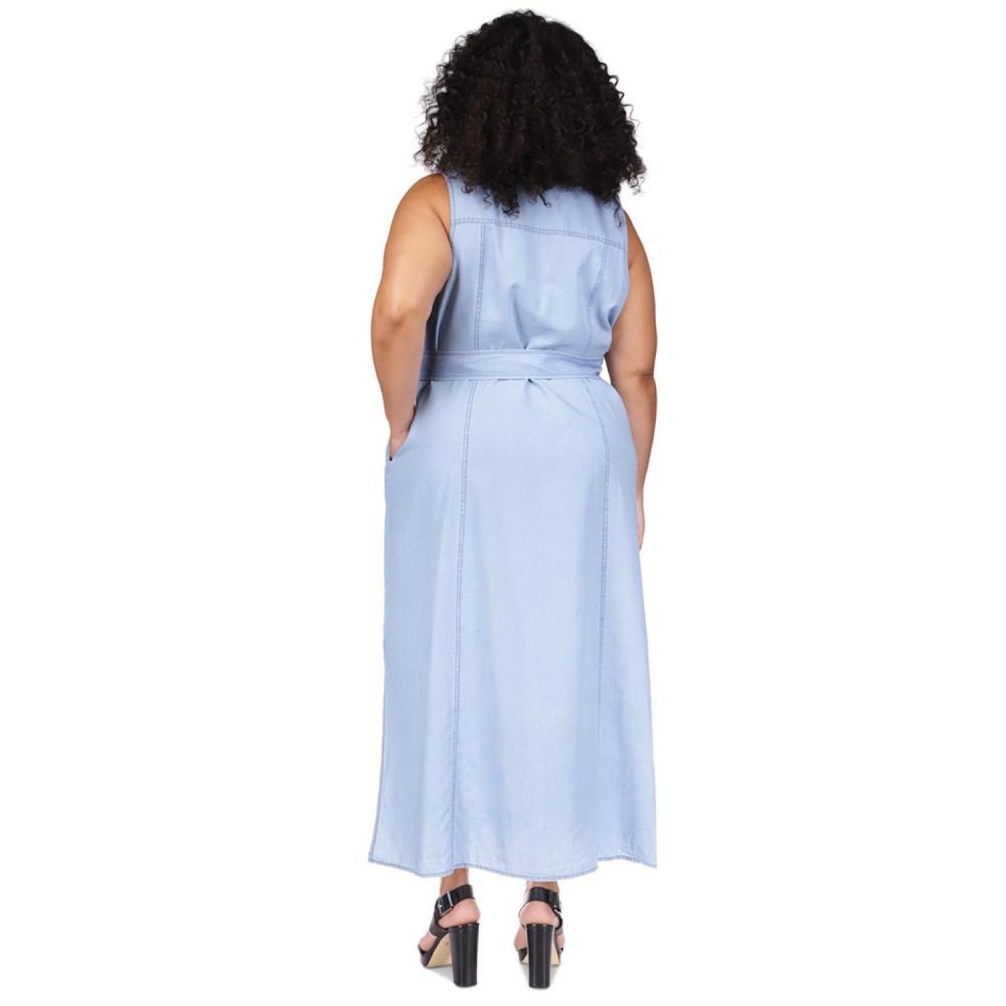 Plus Size Tie-Waist Maxi Shirtdress