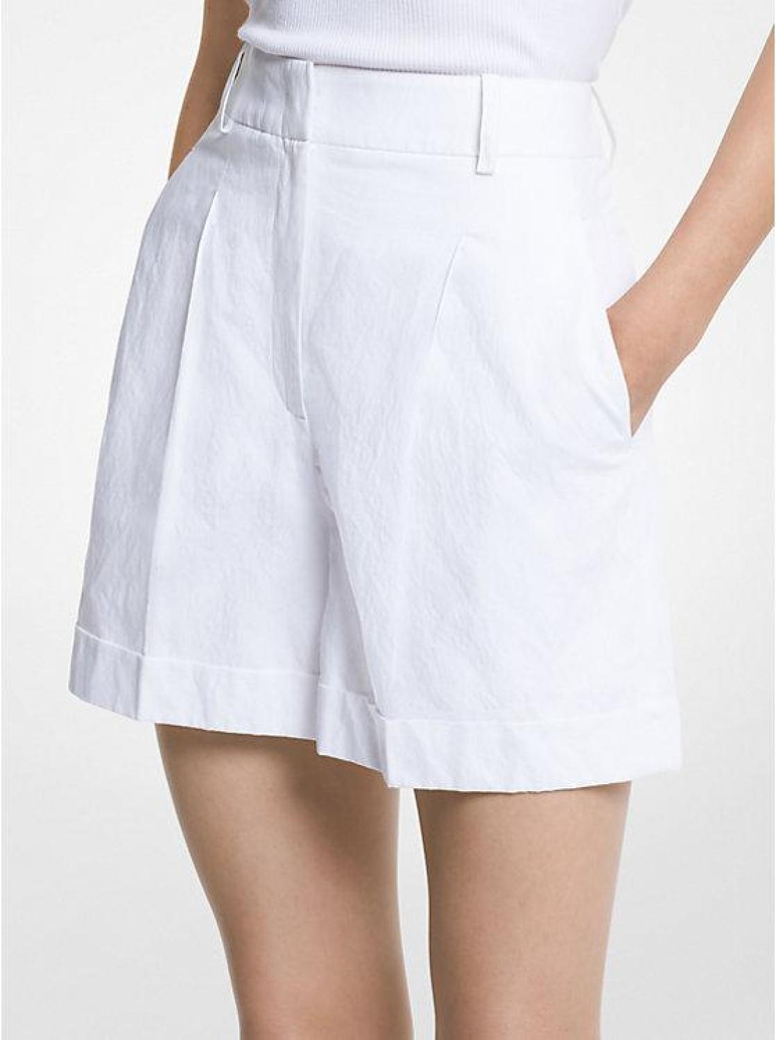 Crushed Cotton Pleated Shorts