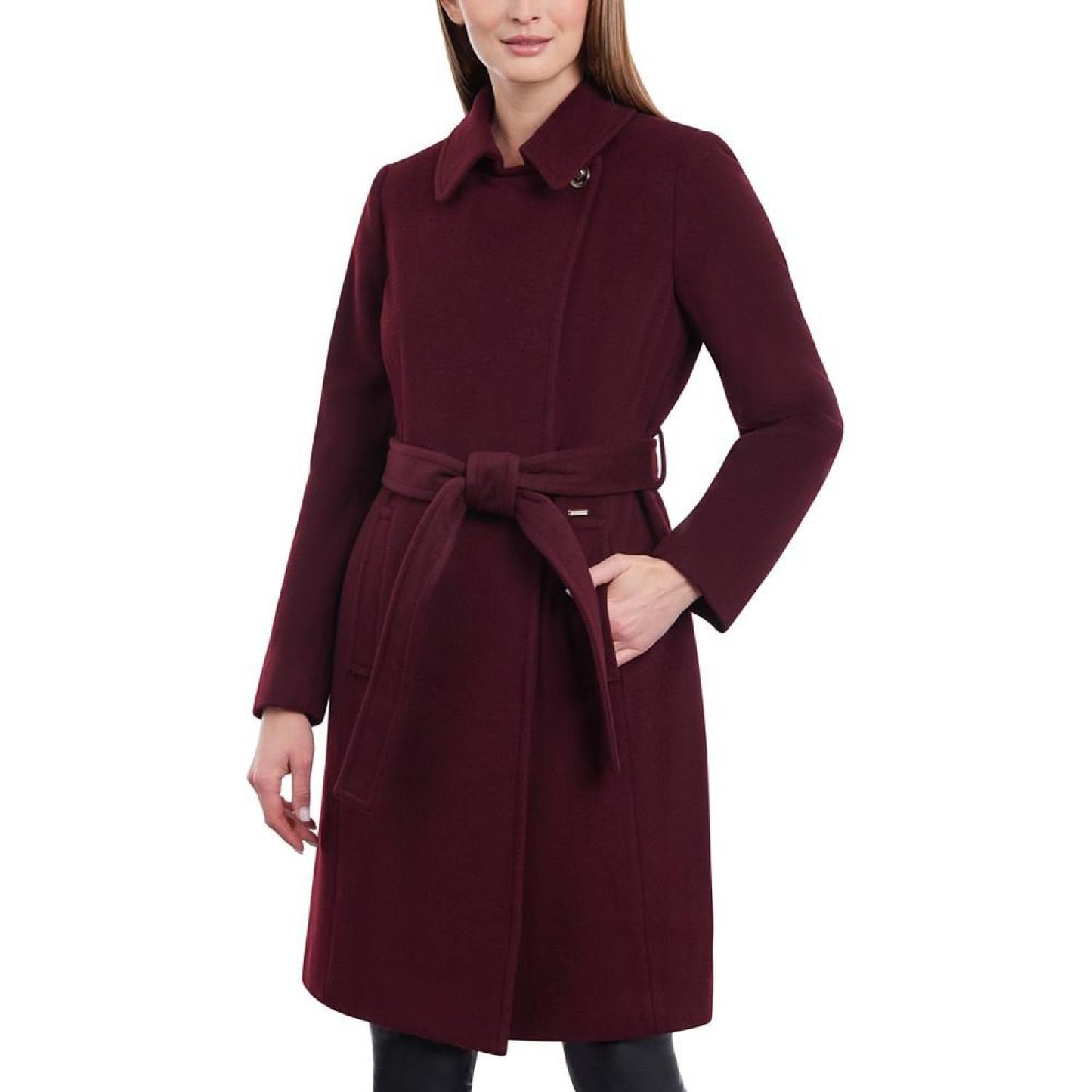 Women's Wool Blend Belted Wrap Coat