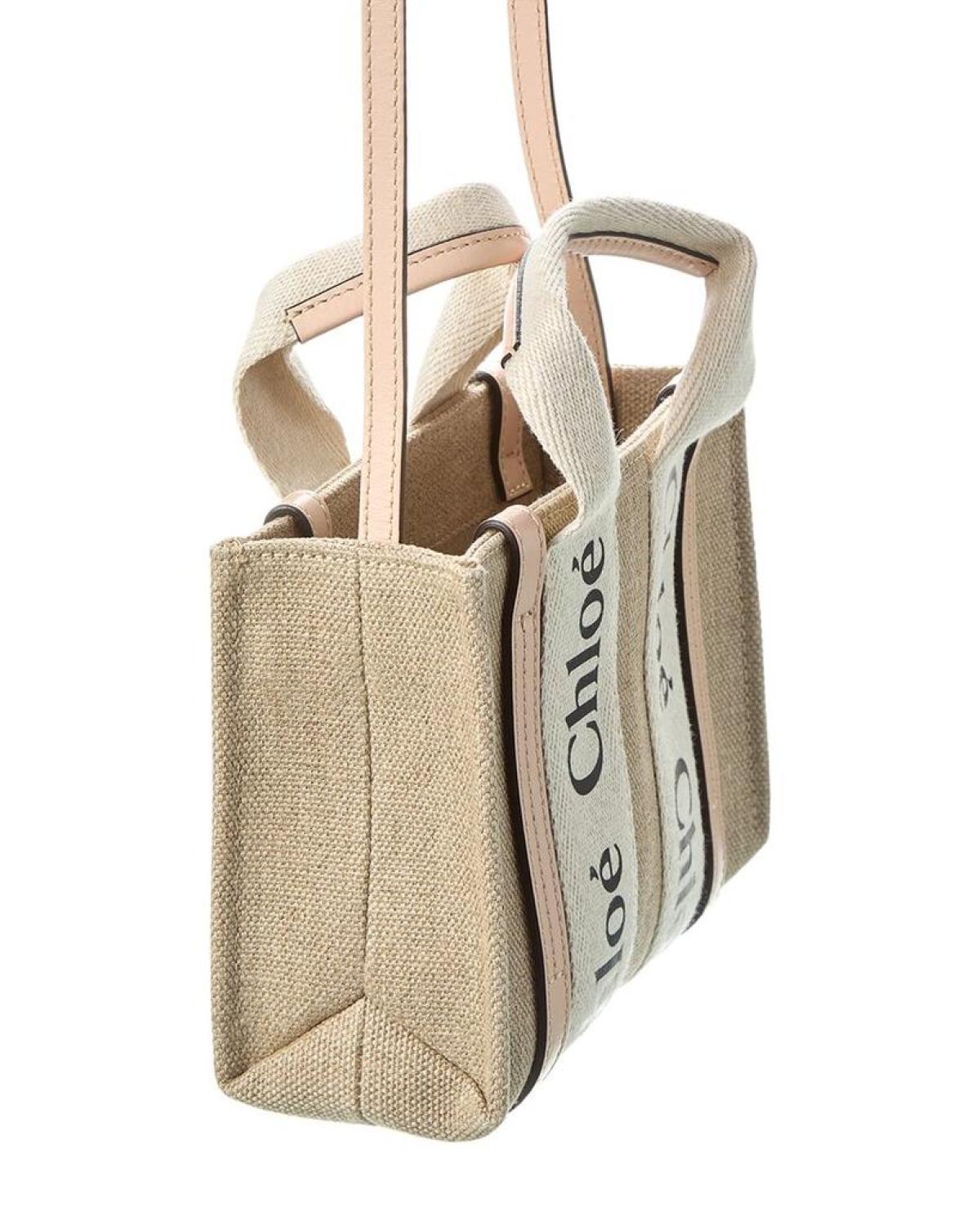 Chloé Woody Mini Canvas & Leather Tote