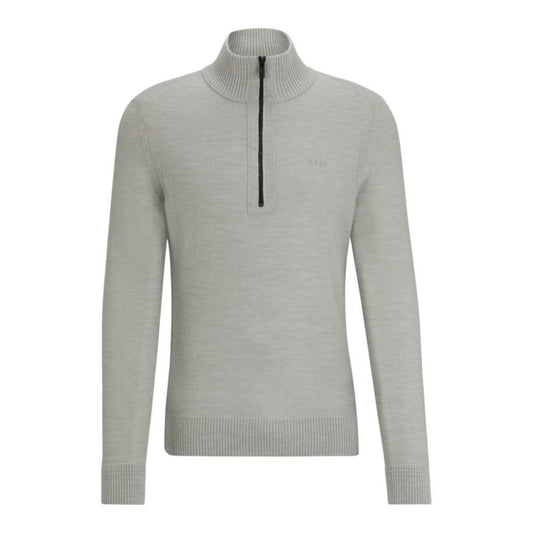 Wool-blend zip-neck sweater with logo detail