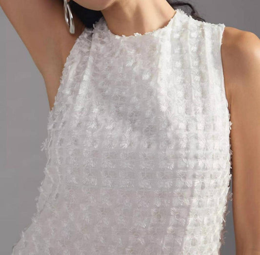 Textured Asymmetrical Dress In White