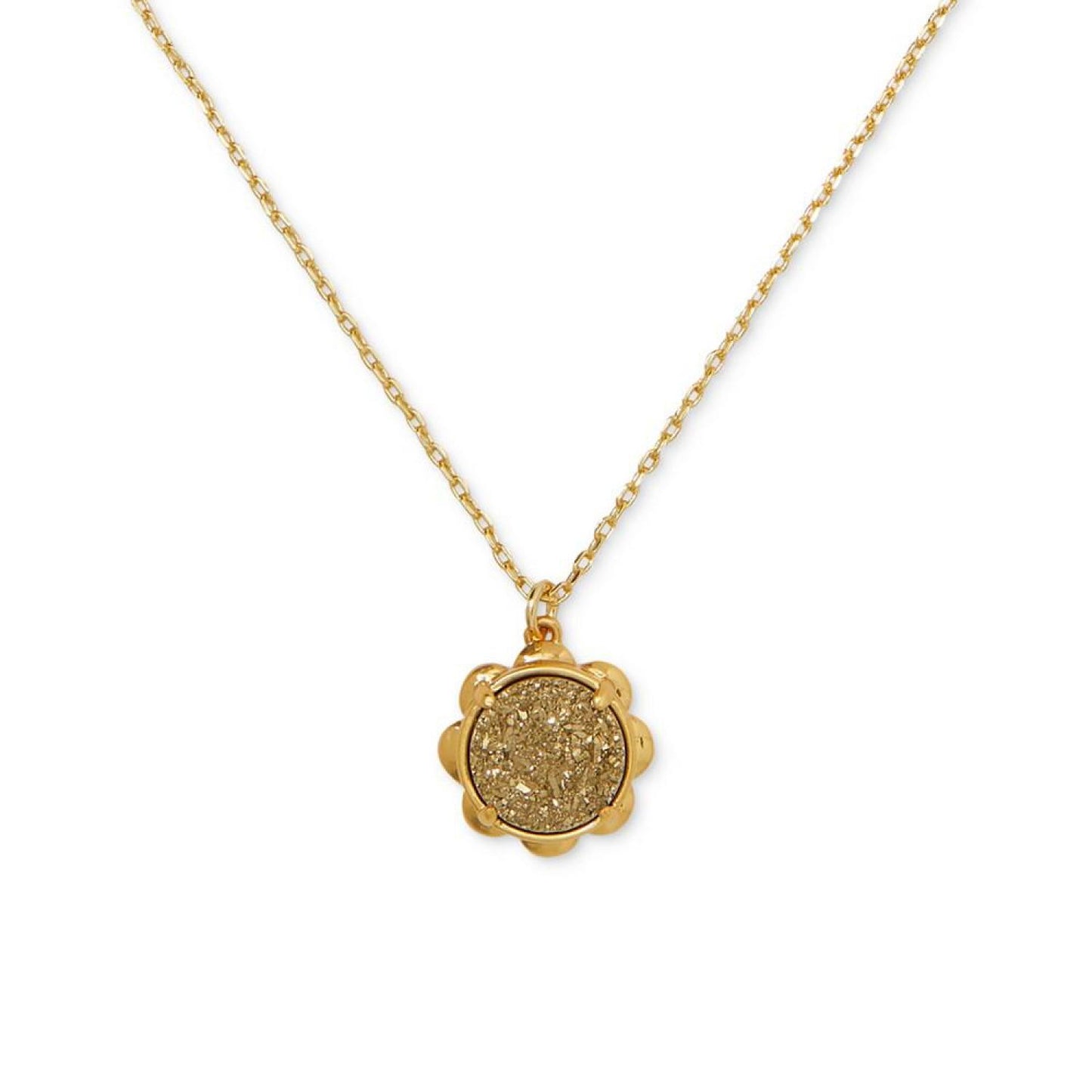 Gold-Tone Stone Flower Pendant Necklace, 16" + 3" extender