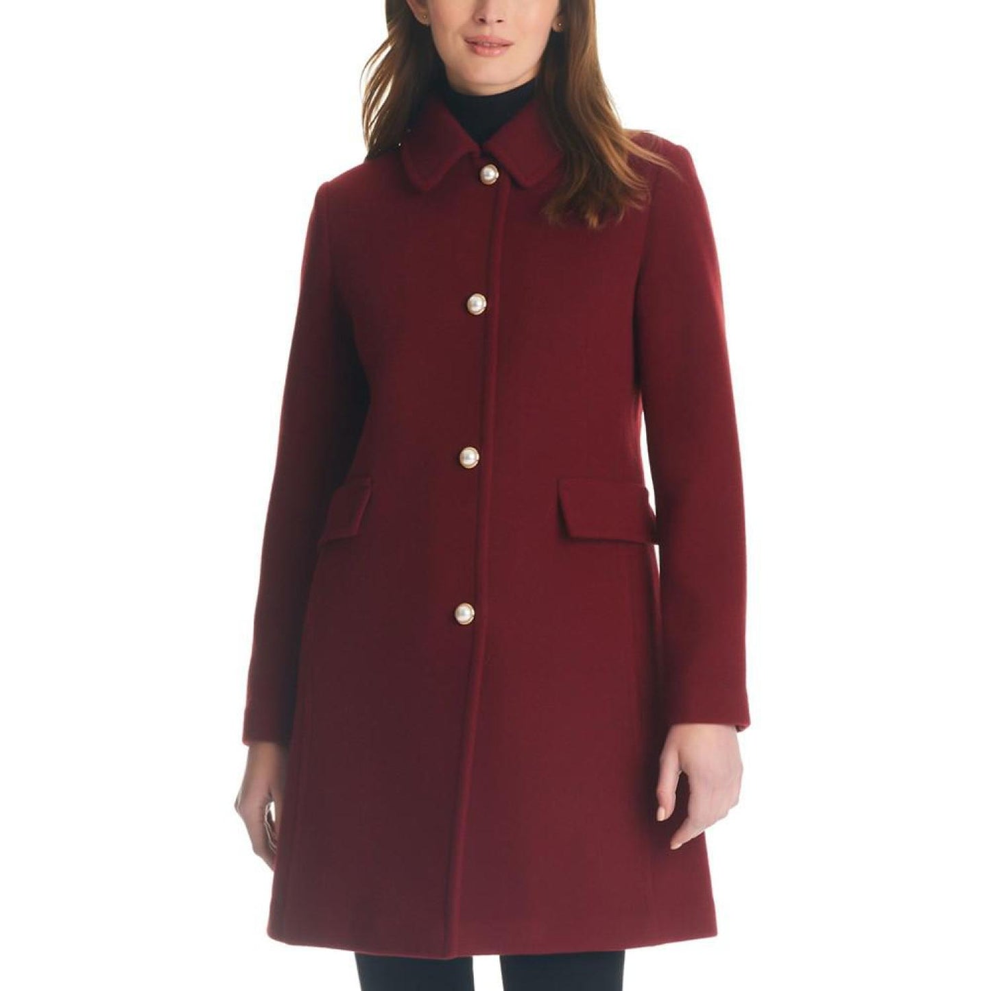 Women's Single-Breasted Imitation Pearl-Button Coat