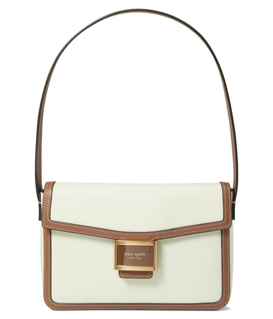 Katy Color-Blocked Textured Leather Medium Shoulder Bag