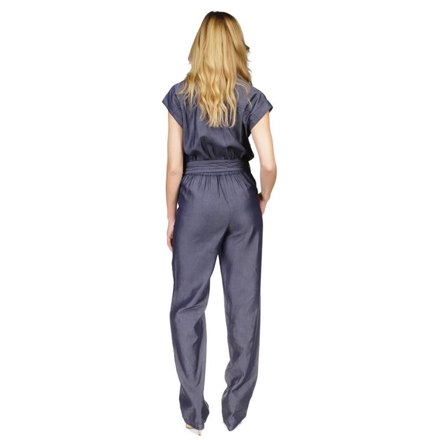 Women's Tie-Waist Button-Front Jumpsuit