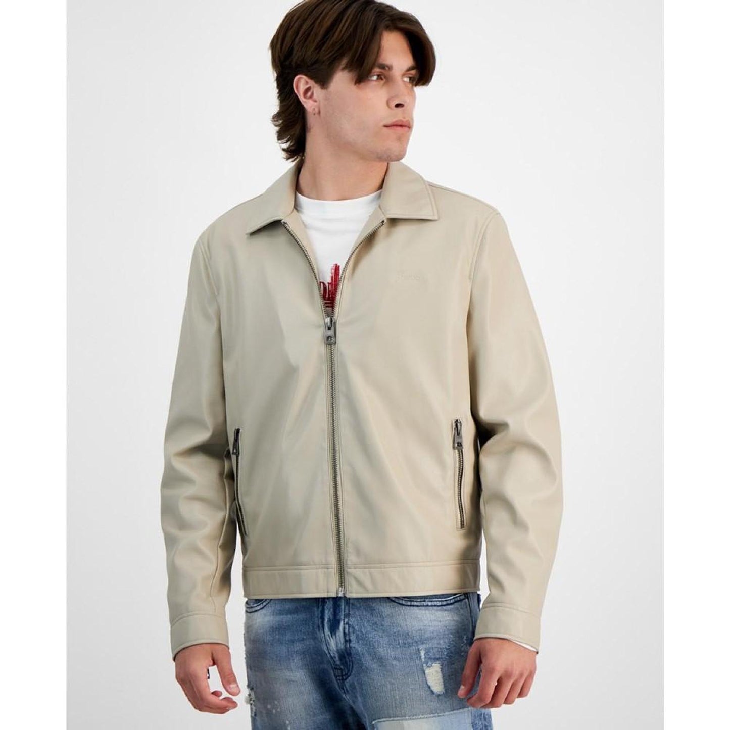 Men's District Faux Leather Zip-Up Jacket