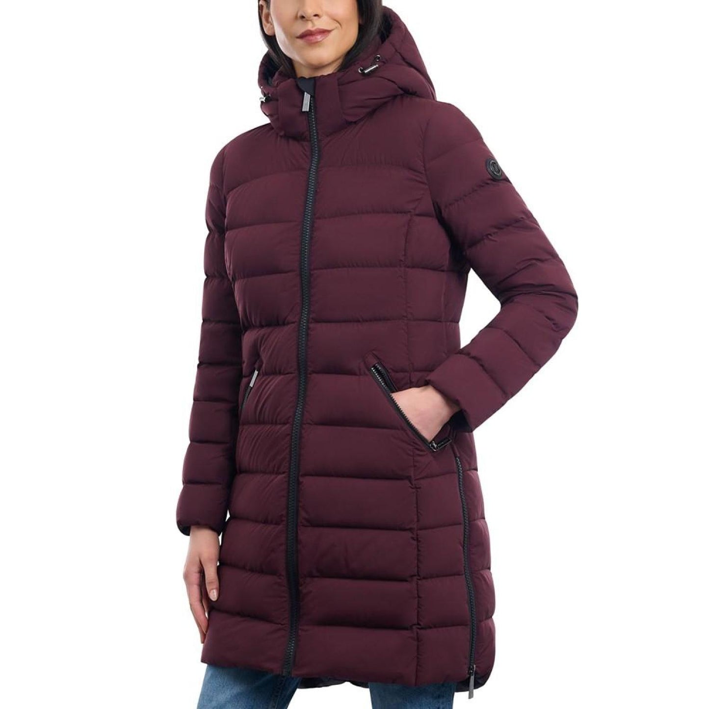 Women's Hooded Faux-Leather-Trim Puffer Coat, Created for Macy's