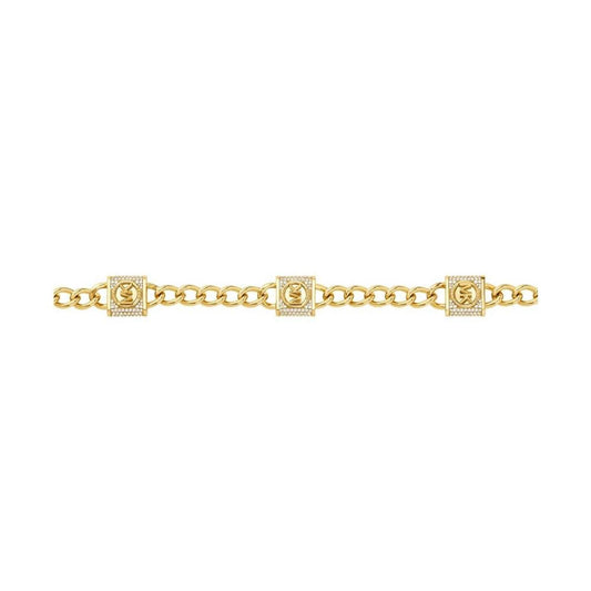 Cubic Zirconia Pave Station Lock Chain Necklace