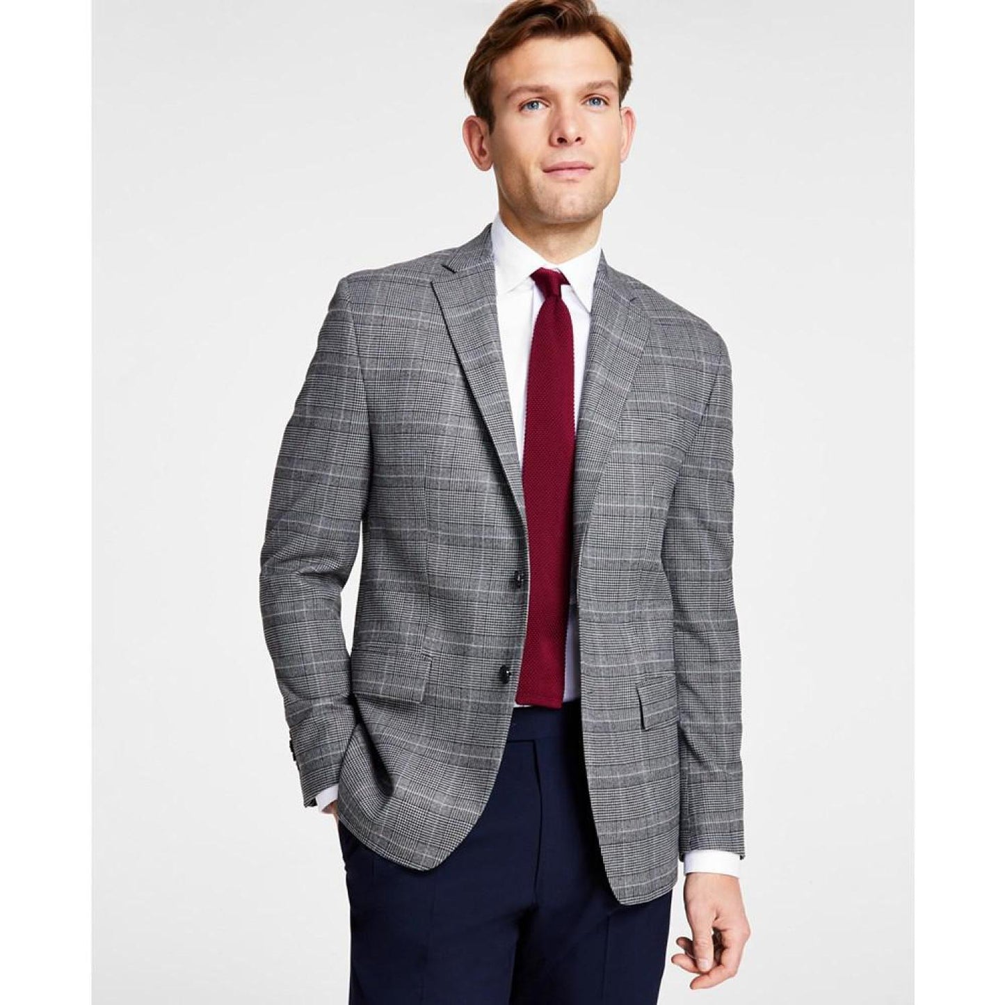 Men's Classic-Fit Stretch Plaid Sport Coat